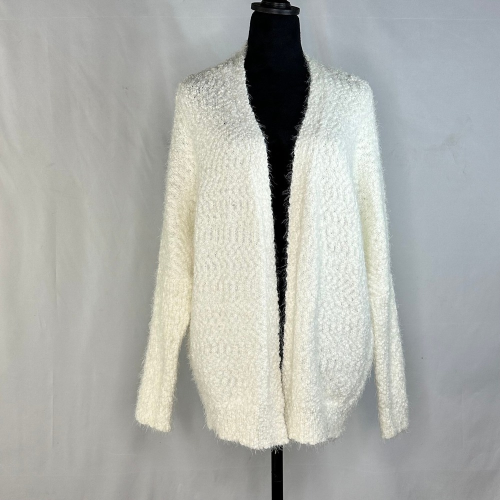 Love Tree Women's Small Cardigan White Eyelash Knit Soft Girl Cozy Balletcore